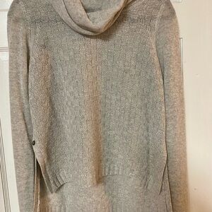White + Warren Light Gray Cowl Neck Cashmere Sweater